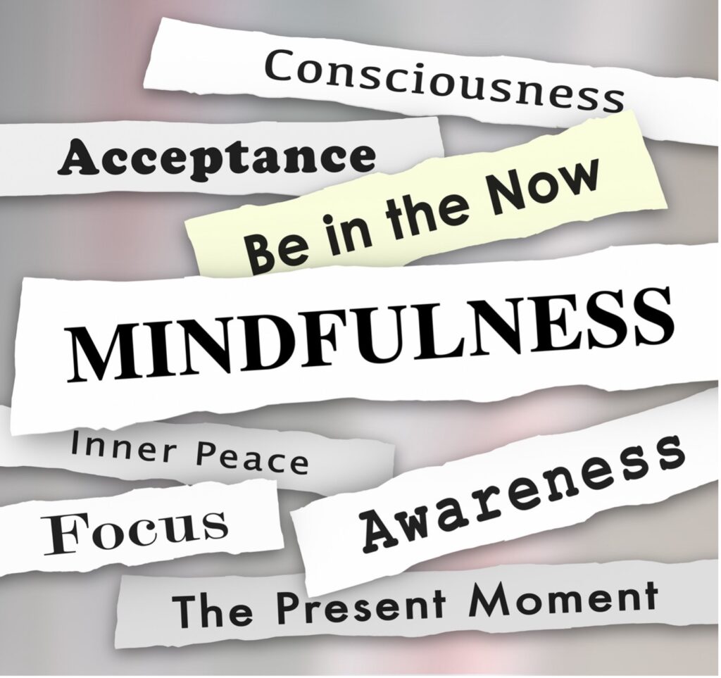Mindfulness word collage graphic