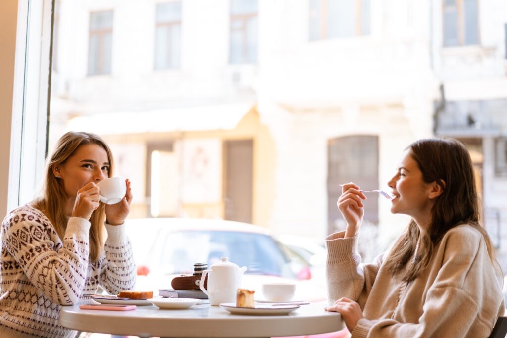 Two women having lunch