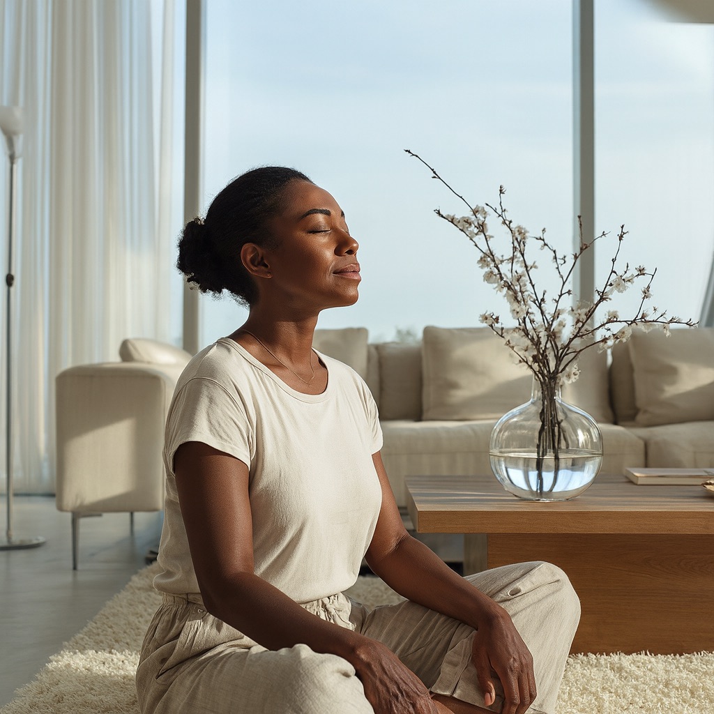 Midlife woman doing yoga to support menopause wellness